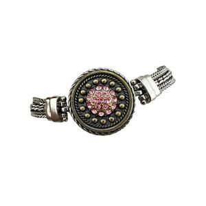Gingersnaps Charm Interchangeable Snap Pink Rhinestone 6.75"-8" Bracelet